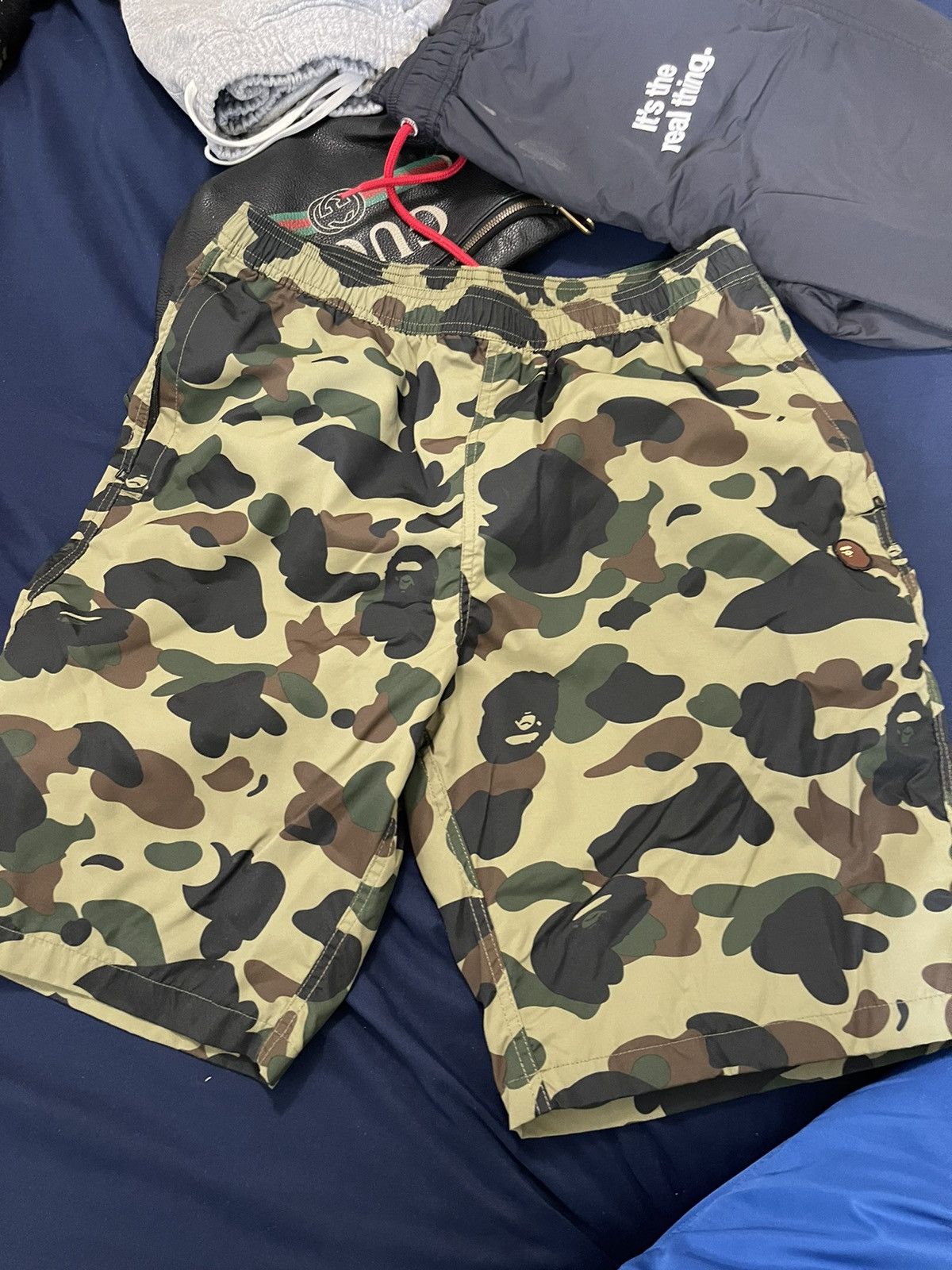 image of Bape One Point 1St Camo Beach Pants in Green, Men's (Size 36)