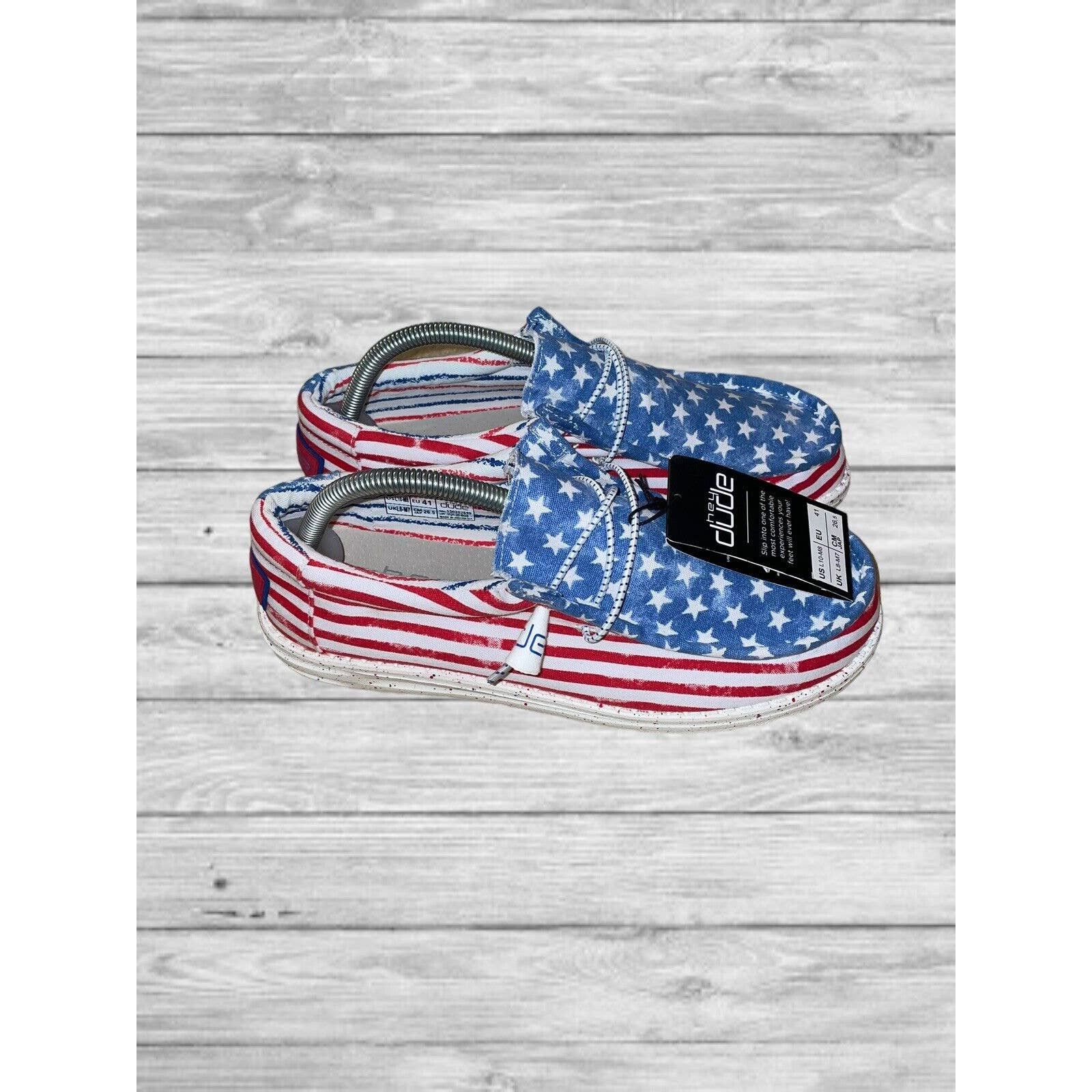 Hey Dude Wally Patriotic Stars and Stripes Mens Casual Shoes
