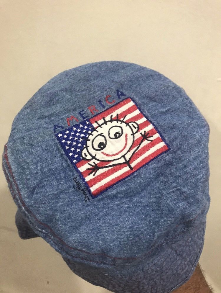 Designer × Other 90's Danny First USA Artwork Denim Bucket Hat Size ONE SIZE - 3 Thumbnail