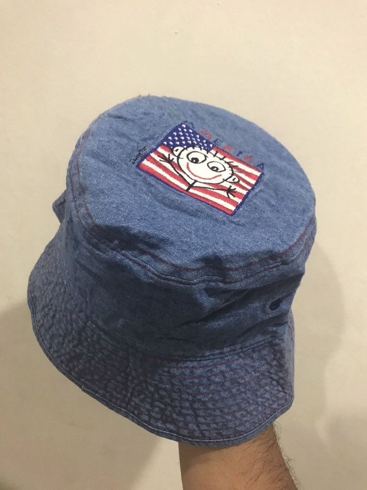 Designer × Other 90's Danny First USA Artwork Denim Bucket Hat Size ONE SIZE - 1 Thumbnail