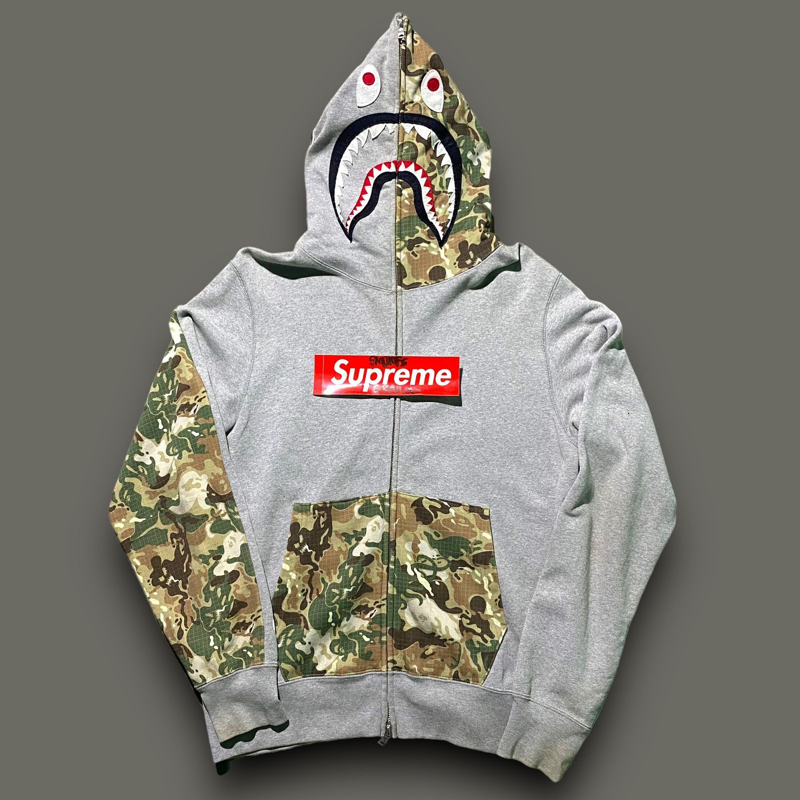 Bape Bape Nowhere 20th Anniversary Shark Camo Zip Hoodie | Grailed