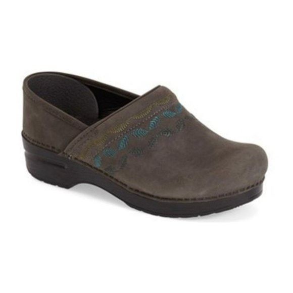 Dansko Dansko Professional Nubuck Suede Leather Embroidered Clogs | Grailed
