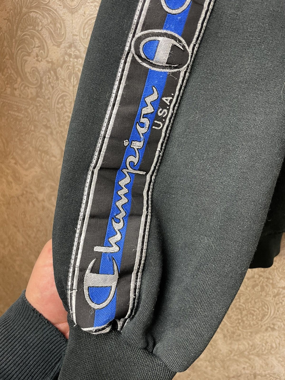 Champion × Vintage Vintage Striped Champion Hoodie big logo y2k Size US XL / EU 56 / 4 - 4 Thumbnail