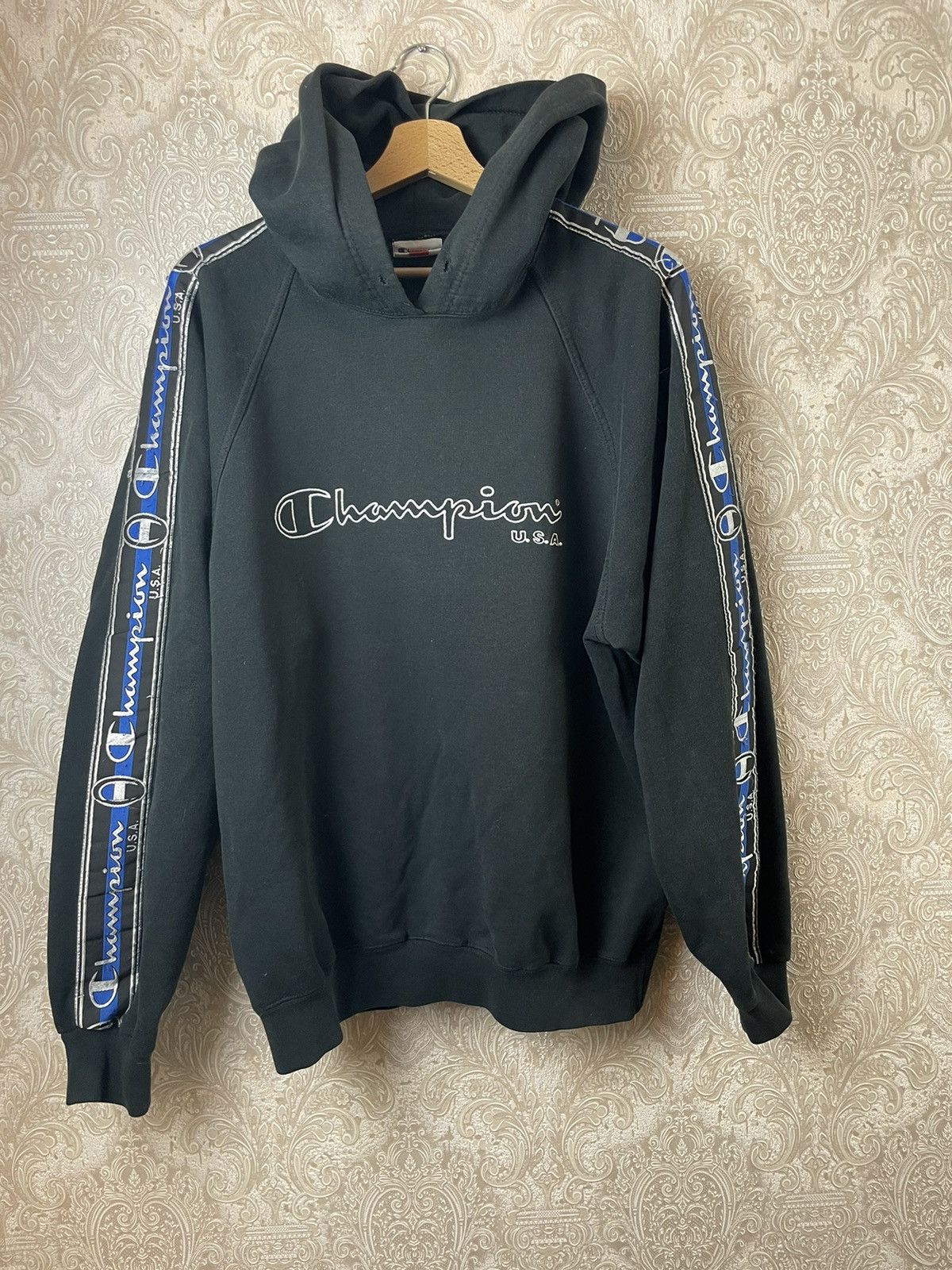 Champion × Vintage Vintage Striped Champion Hoodie big logo y2k Size US XL / EU 56 / 4 - 1 Thumbnail