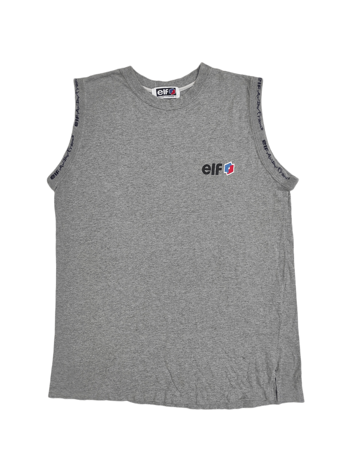 image of '90S Elf Racing Sleeveless Shirt Merchandise in Heather Gray, Men's (Size Large)