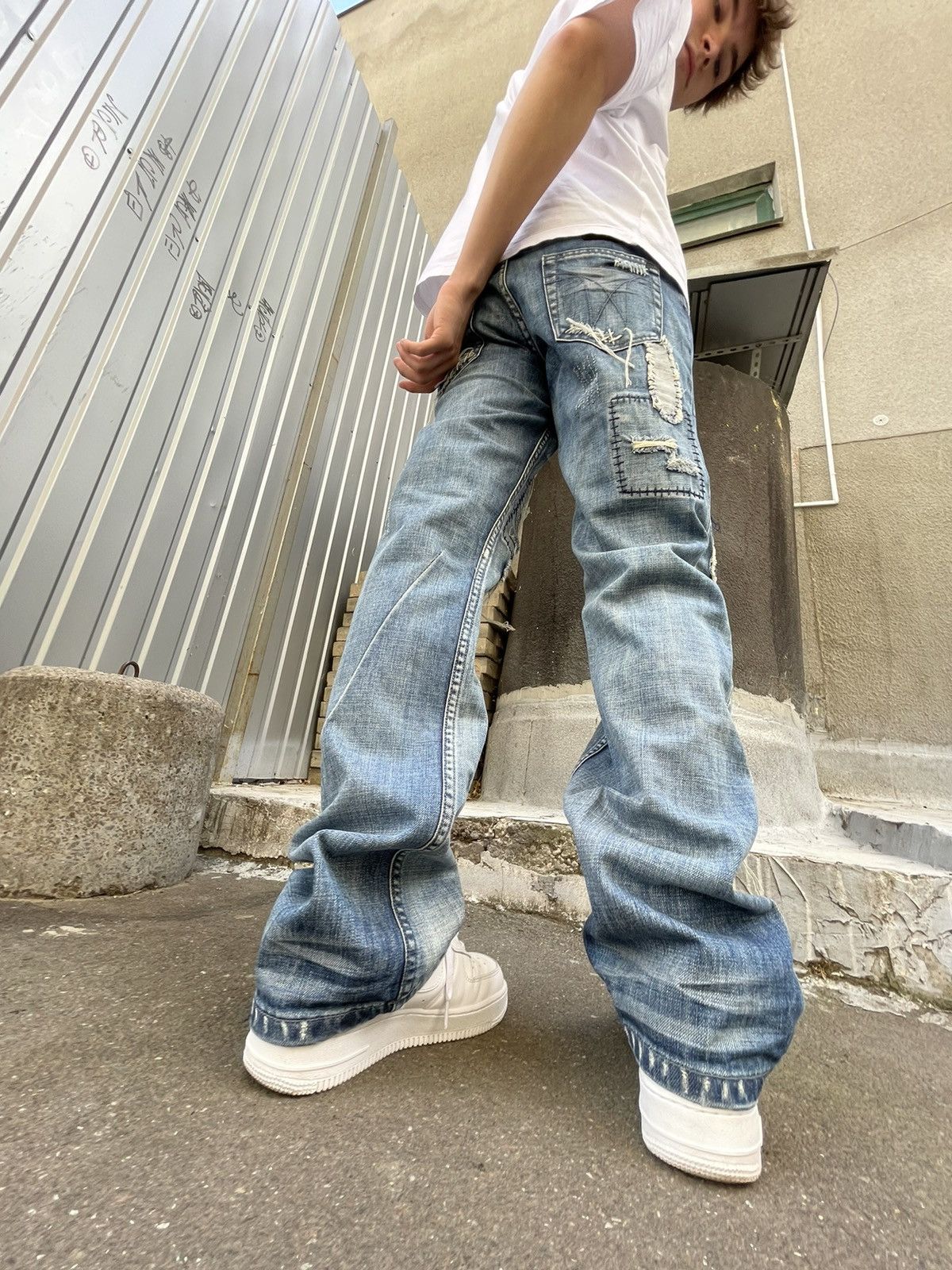 Japanese Brand Vintage Japanese Jeans Patchwork Distressed RARE Size US 30 / EU 46 - 11 Thumbnail