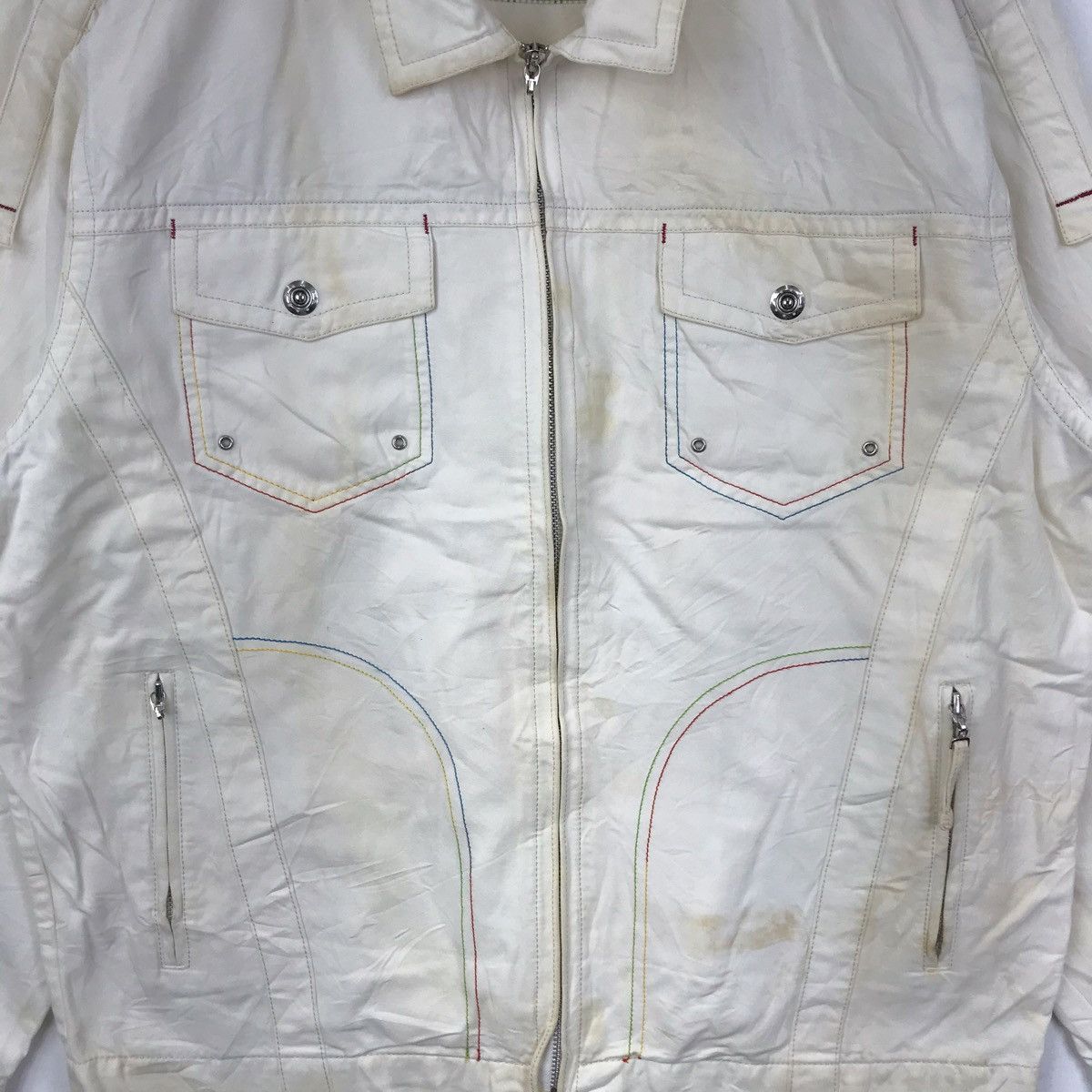 Japanese Brand GENCA Japanese Brand White Jeans Jacket Size US L / EU 52-54 / 3 - 5 Thumbnail
