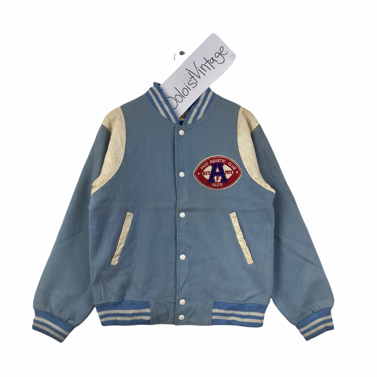 Vintage Vintage PICO AQUATIC CLUB Leather Varsity Wool Jacket Size US M / EU 48-50 / 2 - 1 Thumbnail