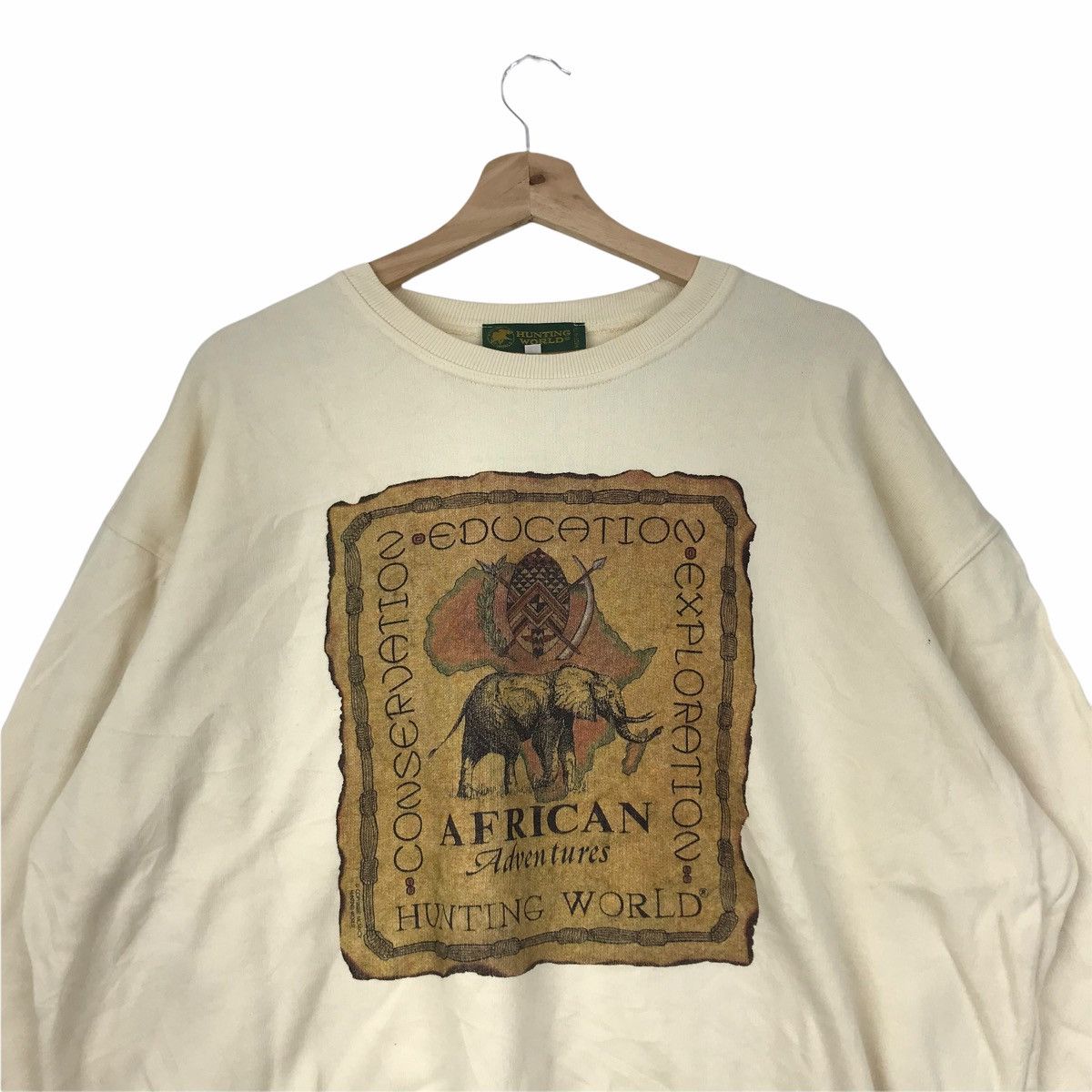 Vintage Vintage HUNTING WORLD ITALY African Hunt Cream Sweatshirt Size US XL / EU 56 / 4 - 3 Thumbnail