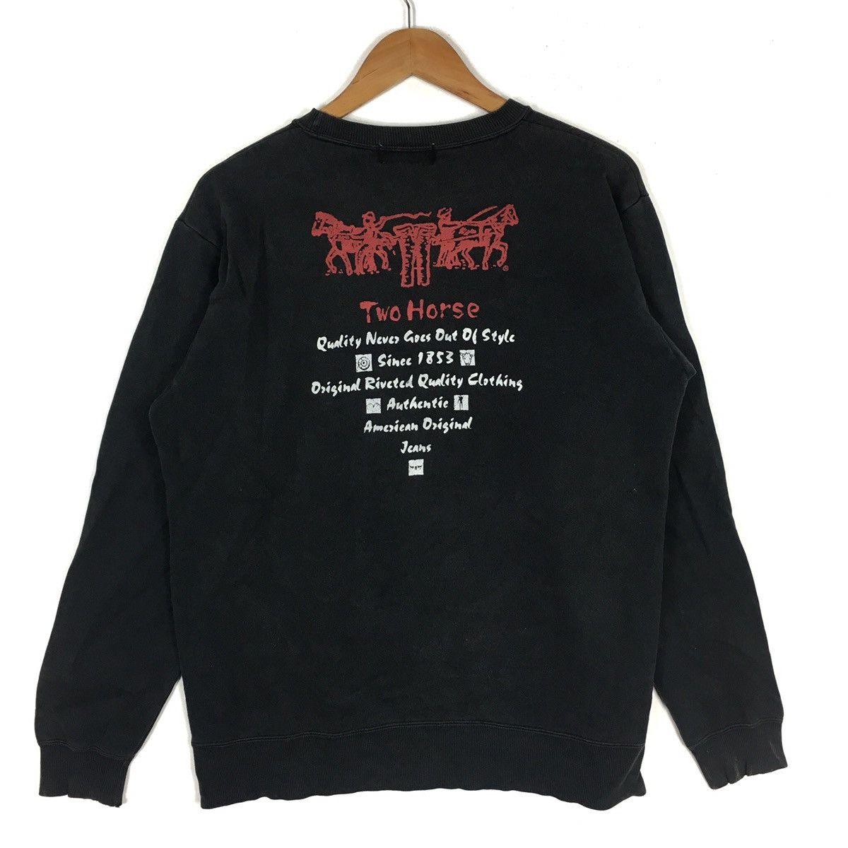 Levi's LEVIS STRAUSS & Co Two Horses Jeans Denim Black Sweatshirt Size US XL / EU 56 / 4 - 1 Thumbnail