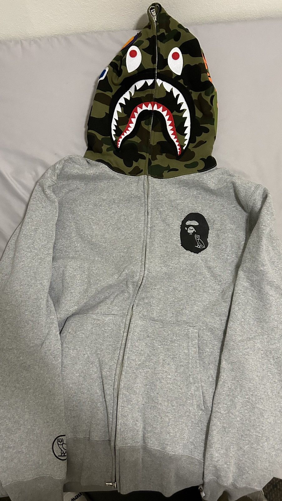 Bape × October's Very Own Bape X OVO Gray Shark Hoodie Size US XL / EU 56 / 4 - 3 Thumbnail