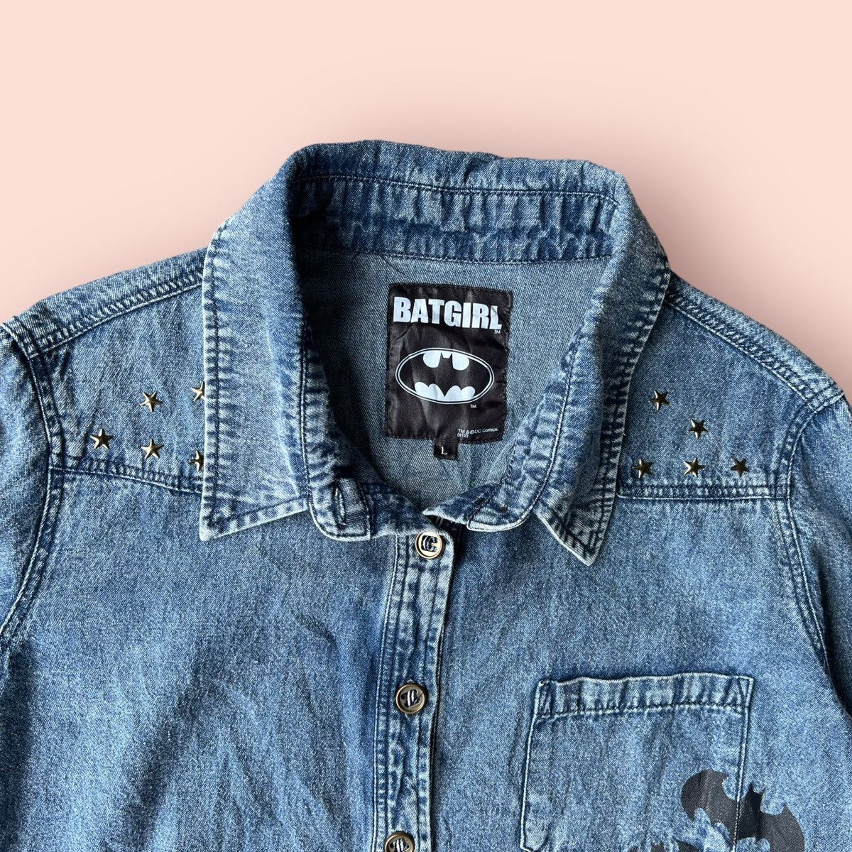 DC Comics × Japanese Brand × Vintage VINTAGE BATGIRL DC COMICS LS DENIM BLOUSE Size L / US 10 / IT 46 - 14 Thumbnail