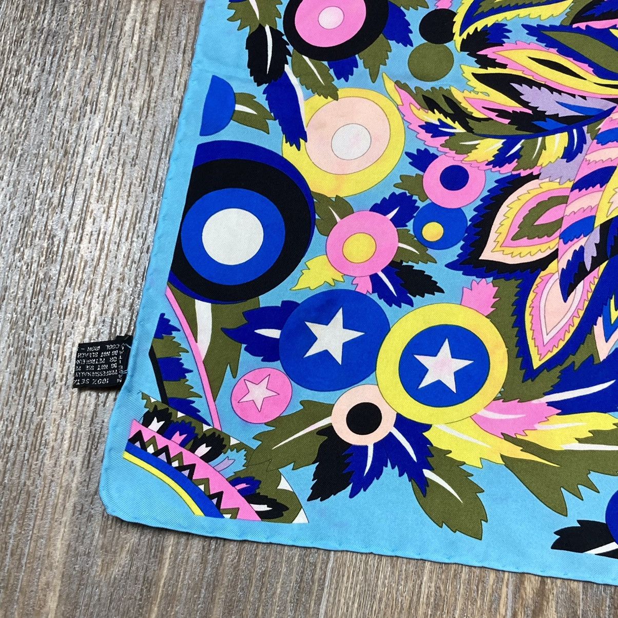 Versace Versace blue stars floral silk scarf Size ONE SIZE - 3 Thumbnail