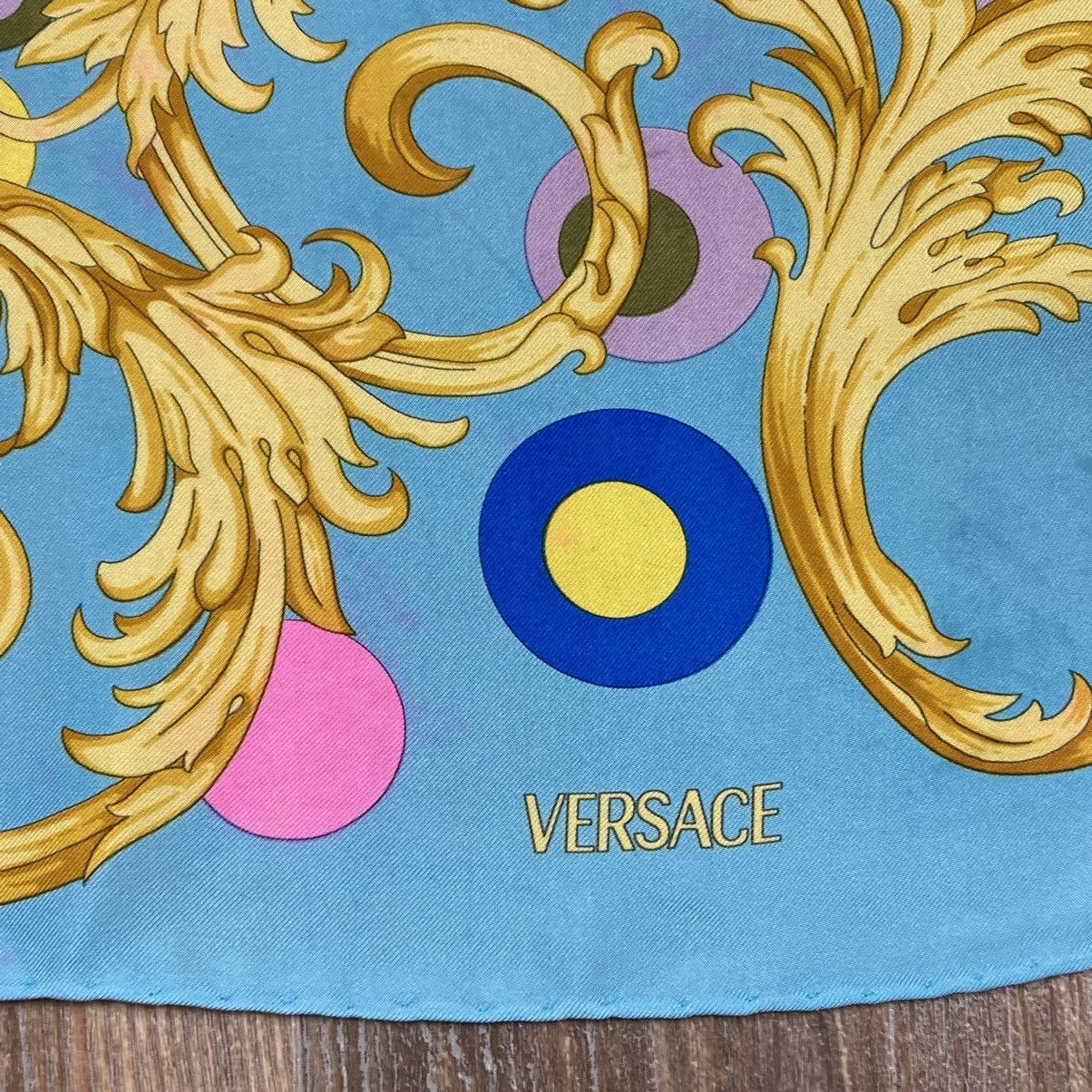 Versace Versace blue stars floral silk scarf Size ONE SIZE - 4 Thumbnail