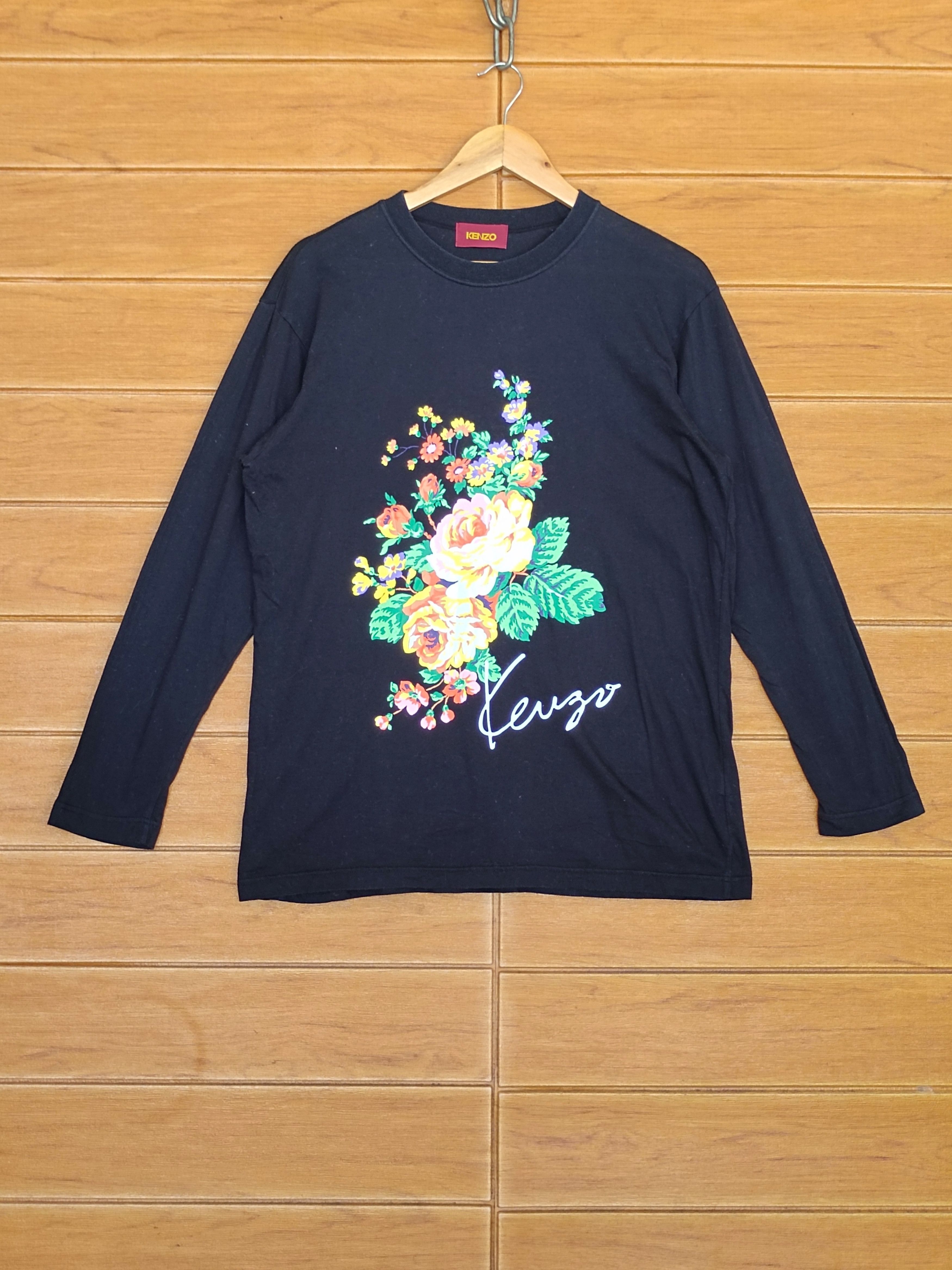 Kenzo Vintage 90s Kenzo Floral Longsleeve T-Shirt Size US M / EU 48-50 / 2 - 1 Thumbnail
