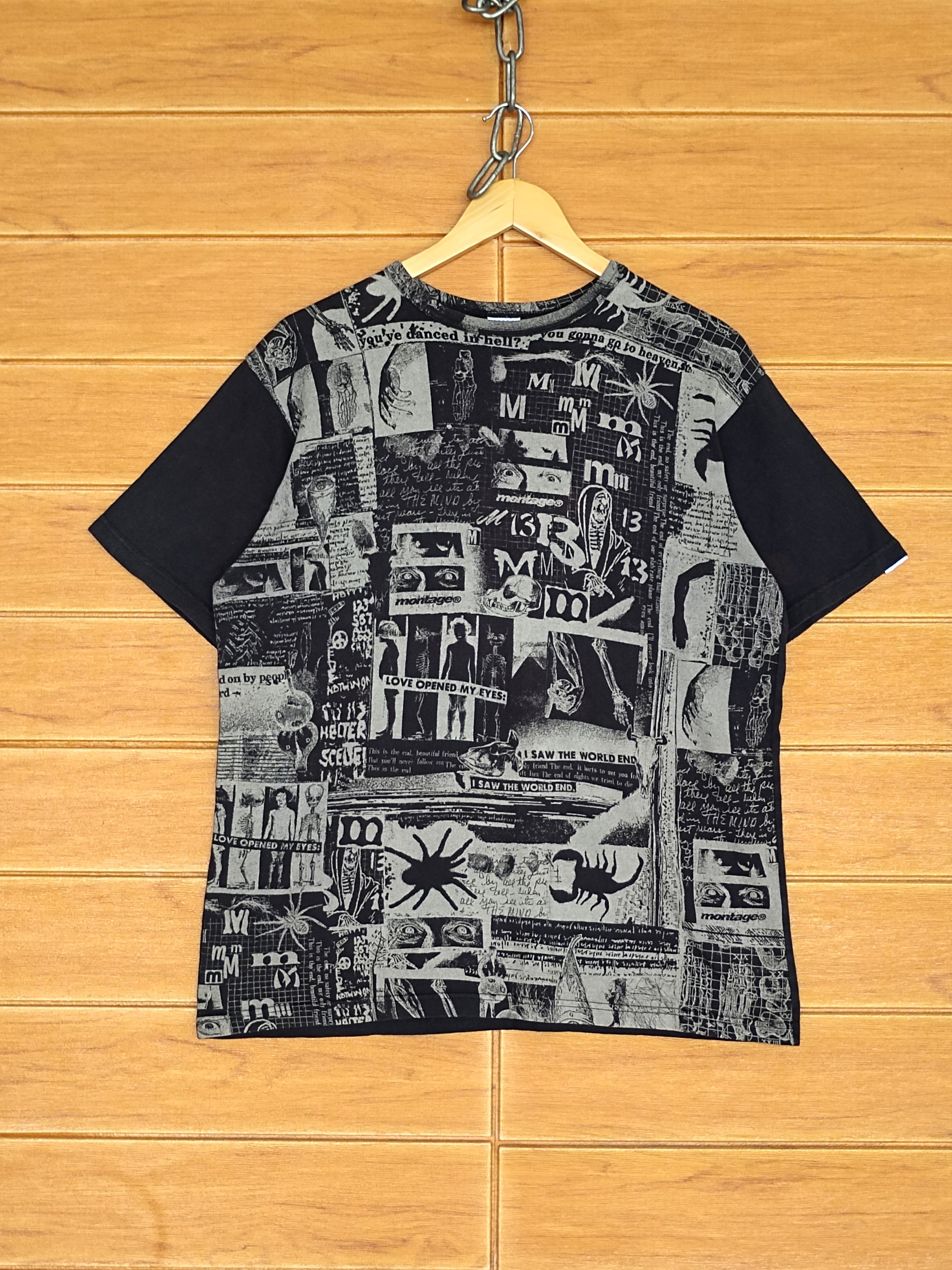 Japanese Brand Vintage MONTAGE Fullprint T-Shirt Size US L / EU 52-54 / 3 - 1 Thumbnail