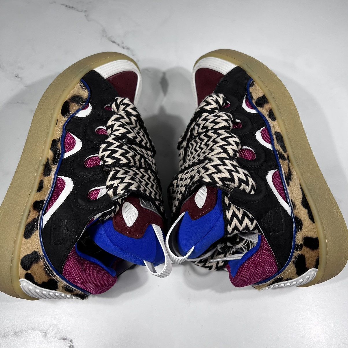 Lanvin Lanvin Curb Multicolor Burgundy Blue Black Leopard Sneakers Size US 6 / IT 36 - 9 Thumbnail