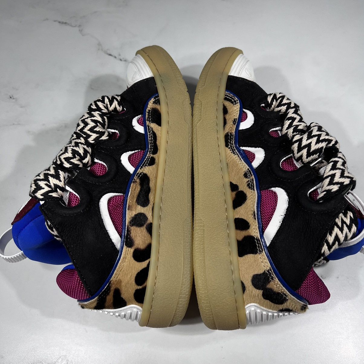 Lanvin Lanvin Curb Multicolor Burgundy Blue Black Leopard Sneakers Size US 6 / IT 36 - 8 Thumbnail