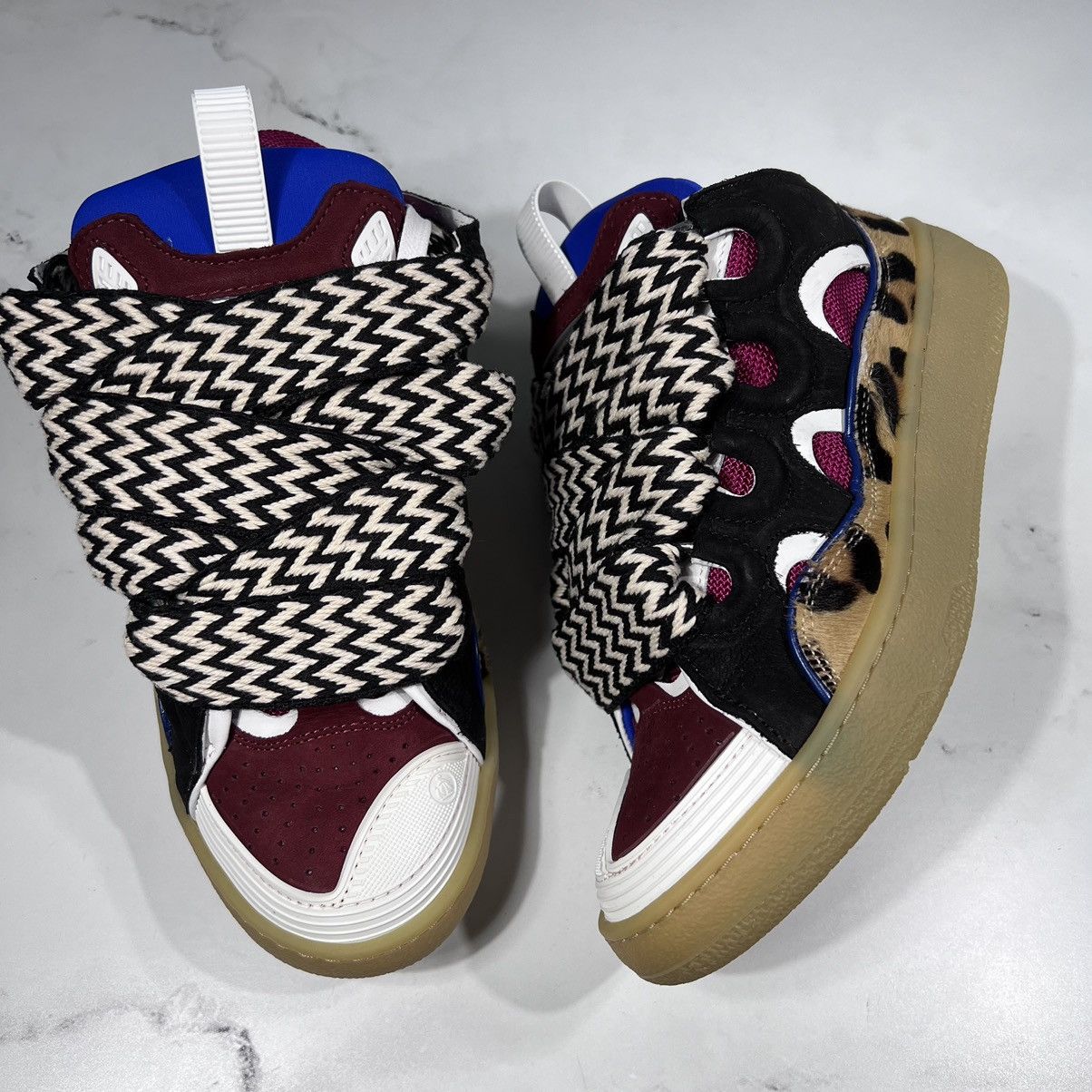 Lanvin Lanvin Curb Multicolor Burgundy Blue Black Leopard Sneakers Size US 6 / IT 36 - 3 Thumbnail