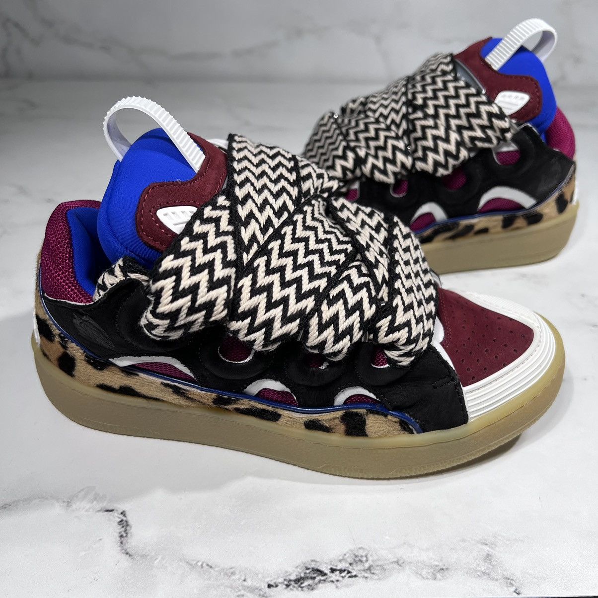 Lanvin Lanvin Curb Multicolor Burgundy Blue Black Leopard Sneakers Size US 6 / IT 36 - 2 Thumbnail