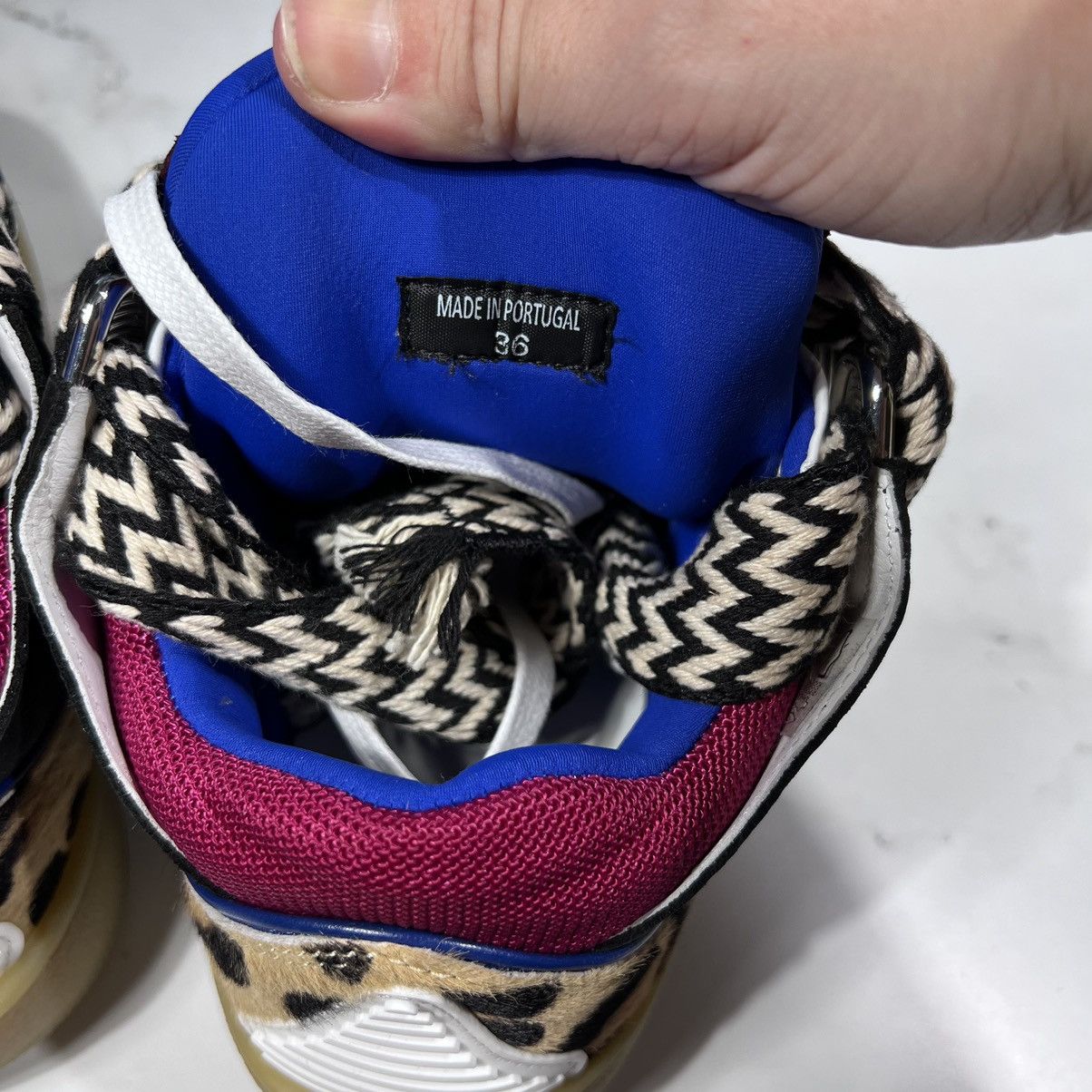 Lanvin Lanvin Curb Multicolor Burgundy Blue Black Leopard Sneakers Size US 6 / IT 36 - 6 Thumbnail