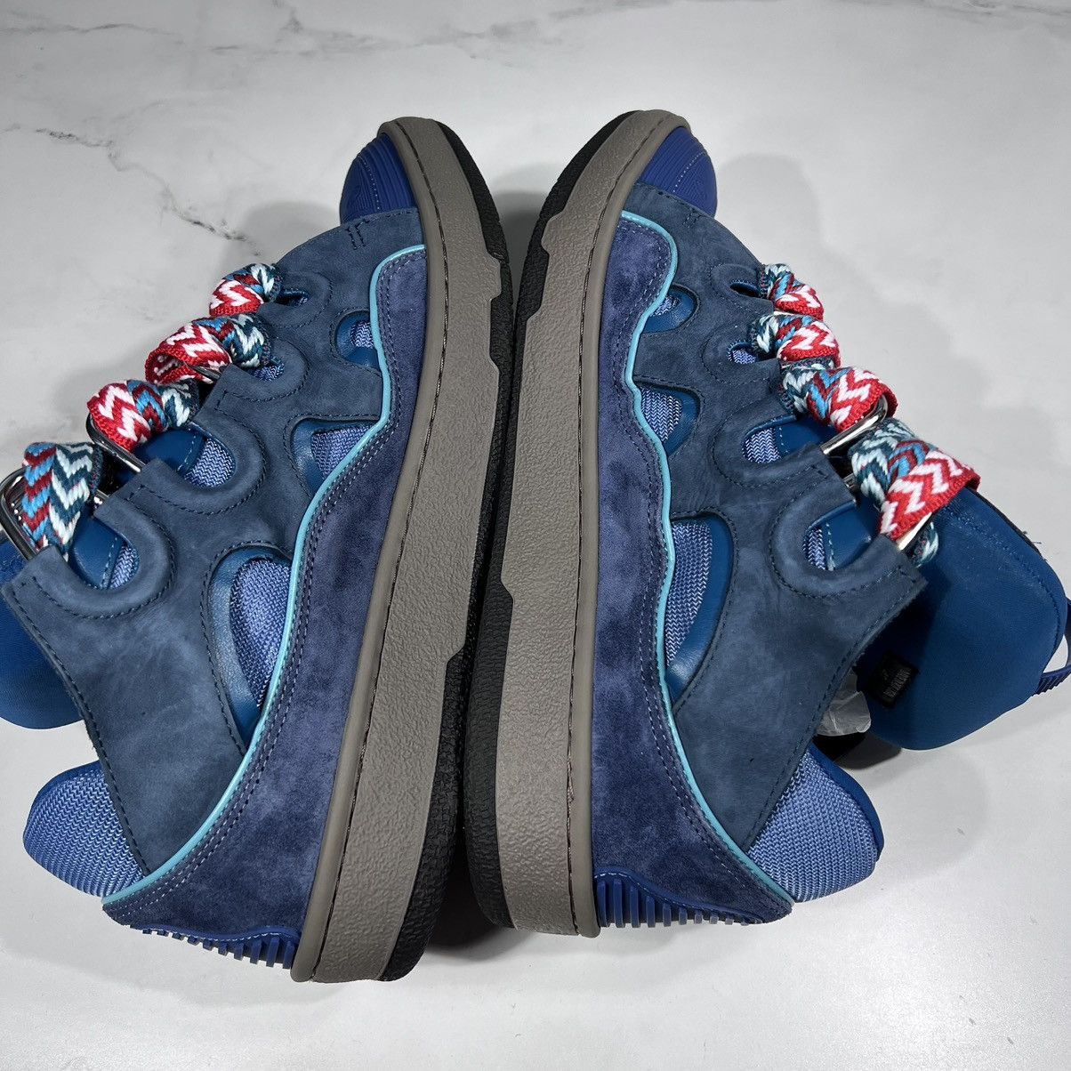 Lanvin Lanvin Curb Blue Suede Leather Low Top Sneakers Size US 9 / EU 42 - 7 Thumbnail