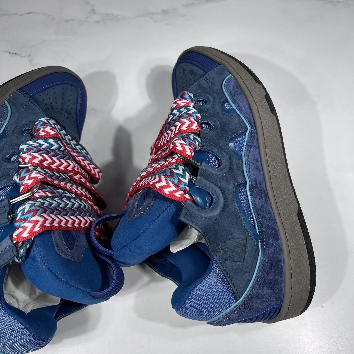 Lanvin Lanvin Curb Blue Suede Leather Low Top Sneakers Size US 9 / EU 42 - 8 Thumbnail