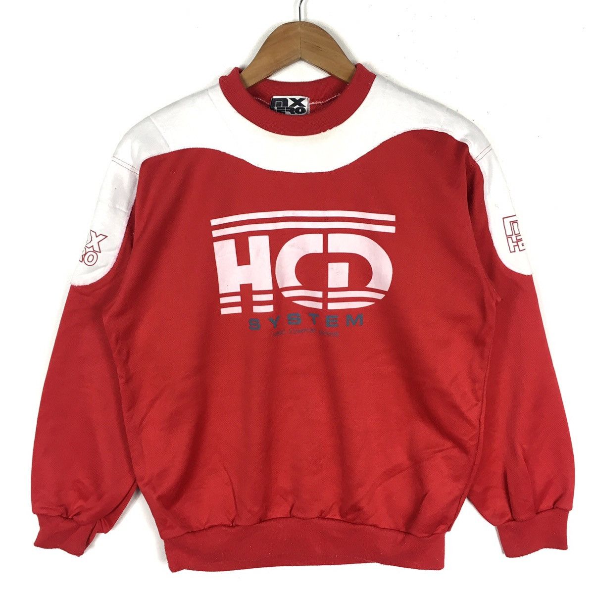Vintage Vintage HCD SYSTEM MX Hero Red Thick White Red Sweatshirt Size US L / EU 52-54 / 3 - 1 Thumbnail