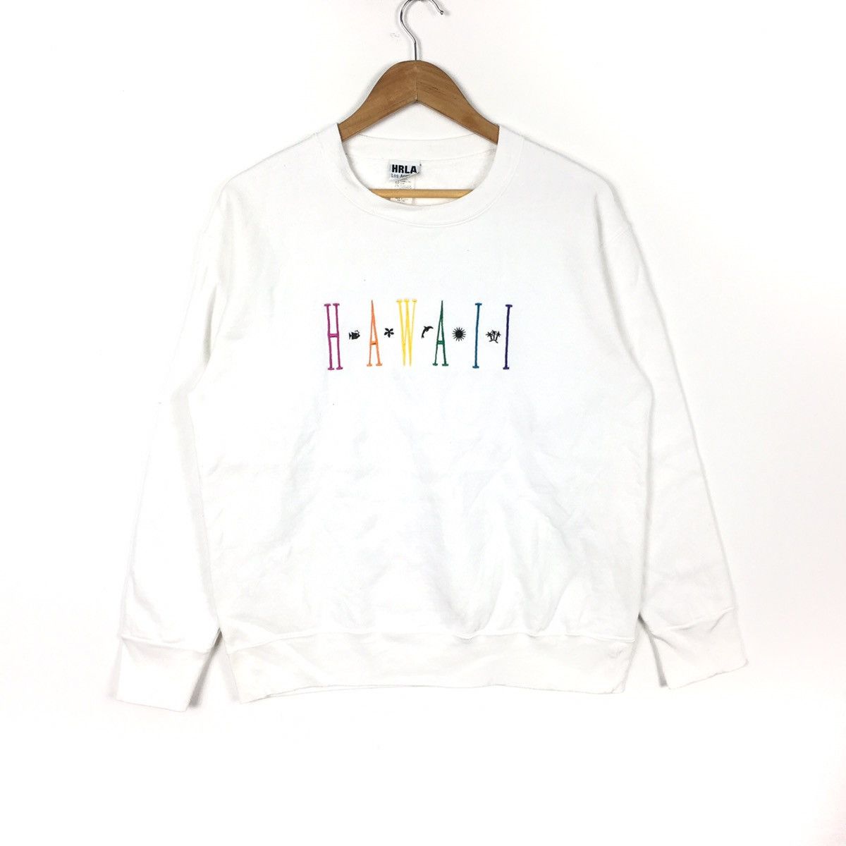 Vintage Vtg 90s HAWAII By HRLA Los Angeles Beach White Sweatshirt Size US M / EU 48-50 / 2 - 1 Thumbnail