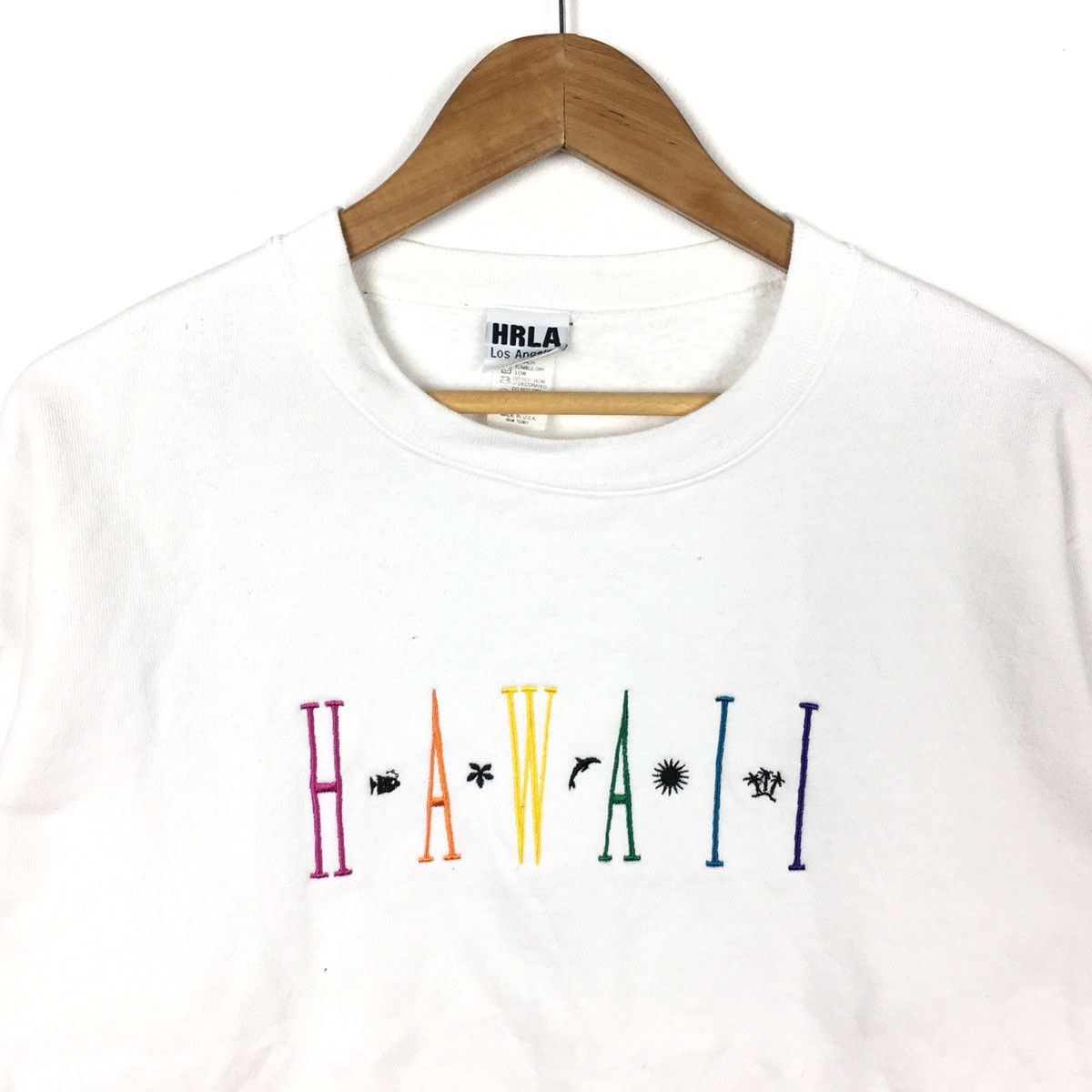 Vintage Vtg 90s HAWAII By HRLA Los Angeles Beach White Sweatshirt Size US M / EU 48-50 / 2 - 2 Thumbnail