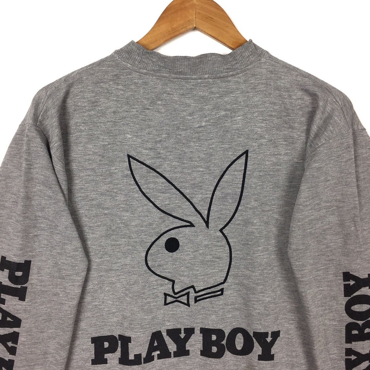 Playboy Vintage 90s PLAYBOY BIG BUNNY Magazine Grey Sweatshirt Size US L / EU 52-54 / 3 - 2 Thumbnail