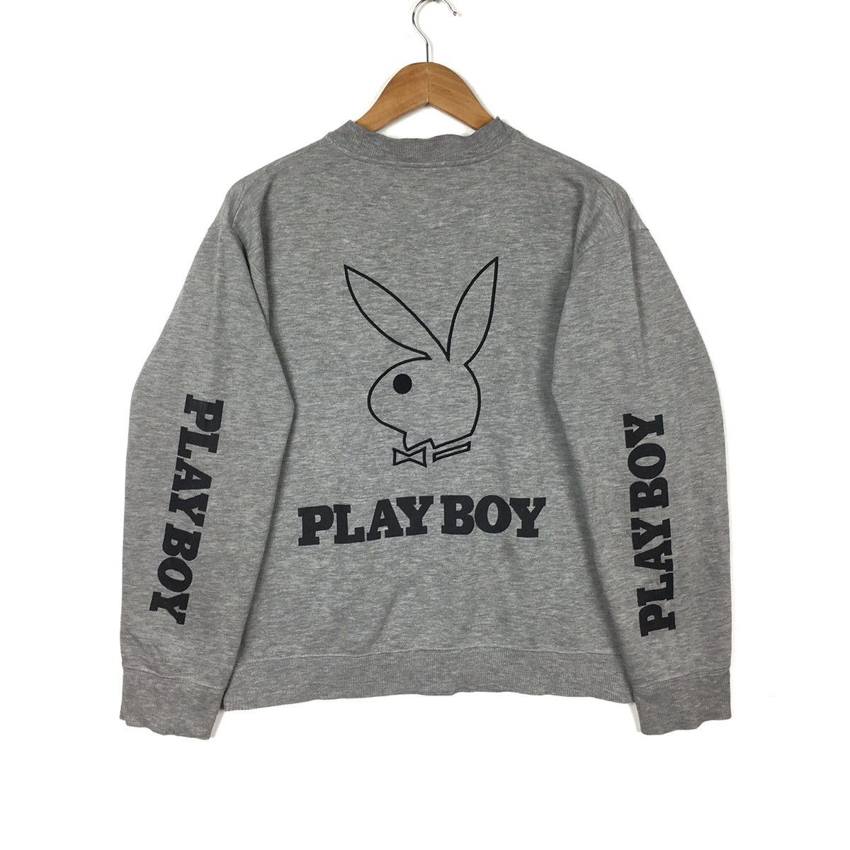 Playboy Vintage 90s PLAYBOY BIG BUNNY Magazine Grey Sweatshirt Size US L / EU 52-54 / 3 - 1 Thumbnail