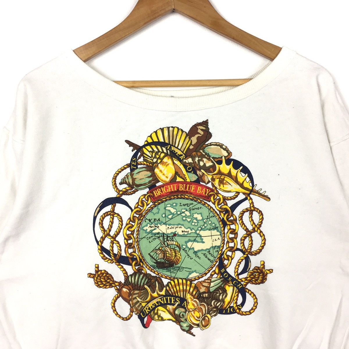 Vintage Vtg 90s BOSCH Bright BlueBay Sailor Sea White Sweatshirt Size US XL / EU 56 / 4 - 2 Thumbnail