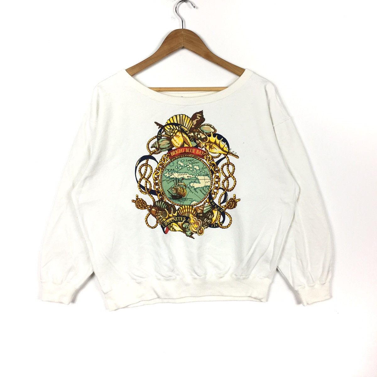 Vintage Vtg 90s BOSCH Bright BlueBay Sailor Sea White Sweatshirt Size US XL / EU 56 / 4 - 1 Thumbnail