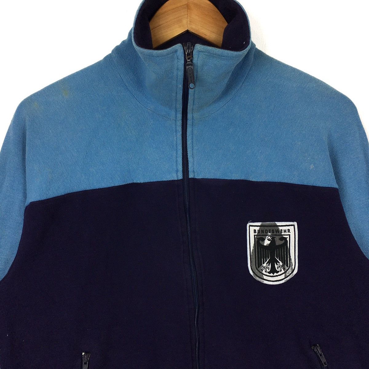 Vintage 90s BUNDESWEAR WEST GERMANY Schneider Army Blue Sweater Size US L / EU 52-54 / 3 - 2 Thumbnail