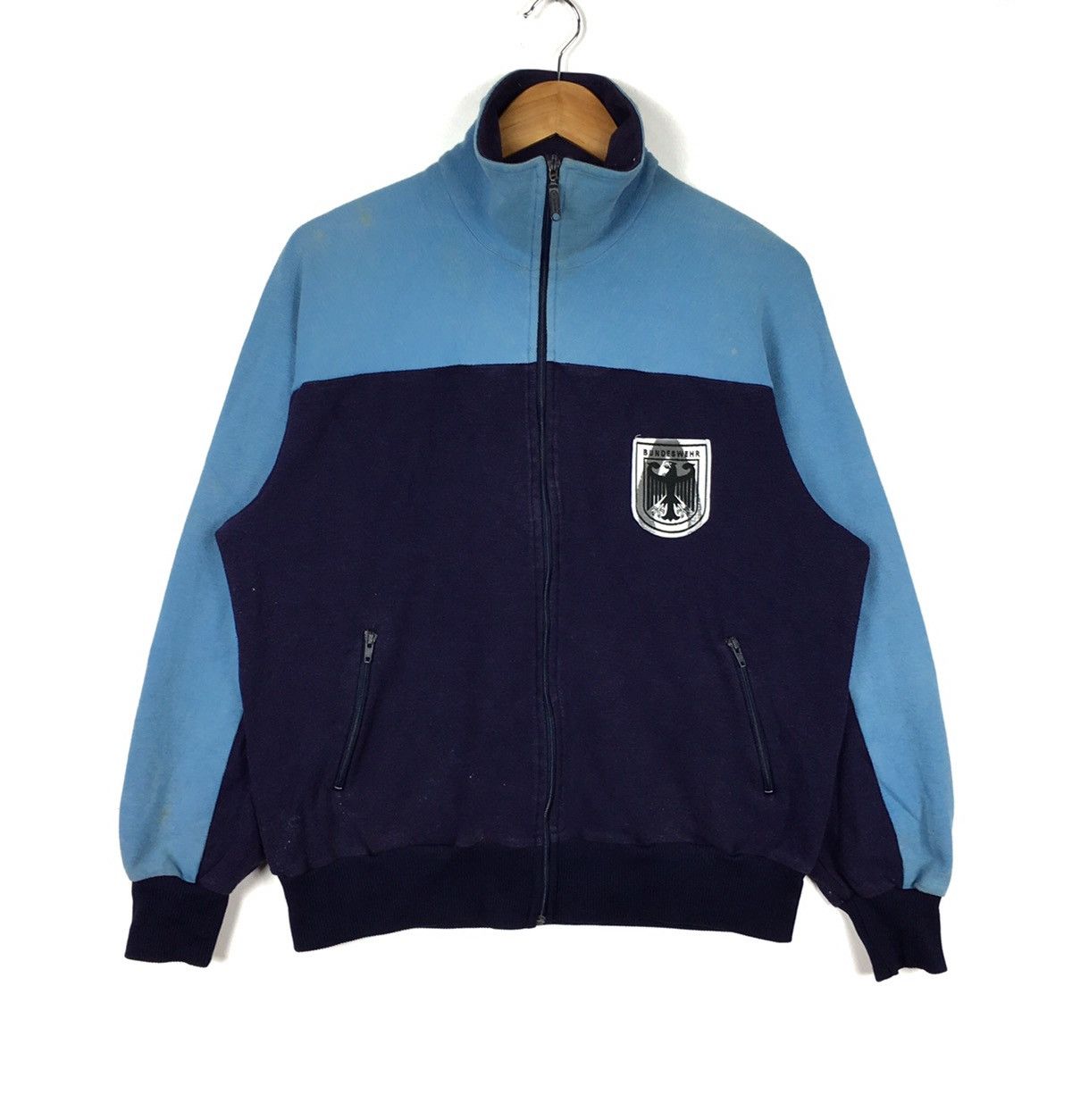 Vintage 90s BUNDESWEAR WEST GERMANY Schneider Army Blue Sweater Size US L / EU 52-54 / 3 - 1 Thumbnail