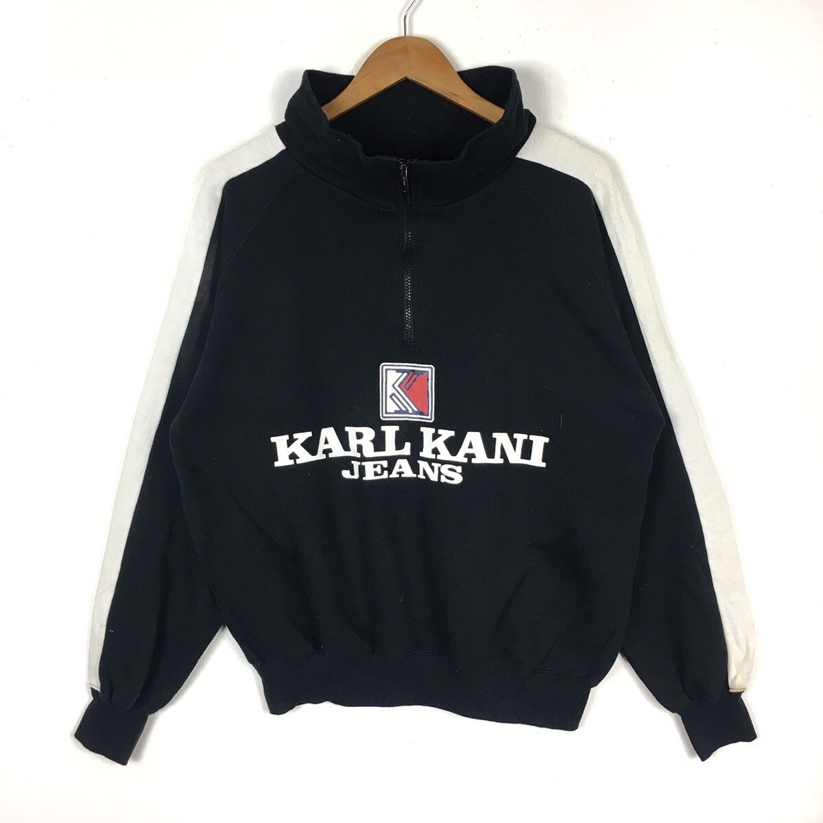 Karl Kani KARL KANI JEANS Hip Hop Rap Half Zipper Blue Sweatshirt | Grailed