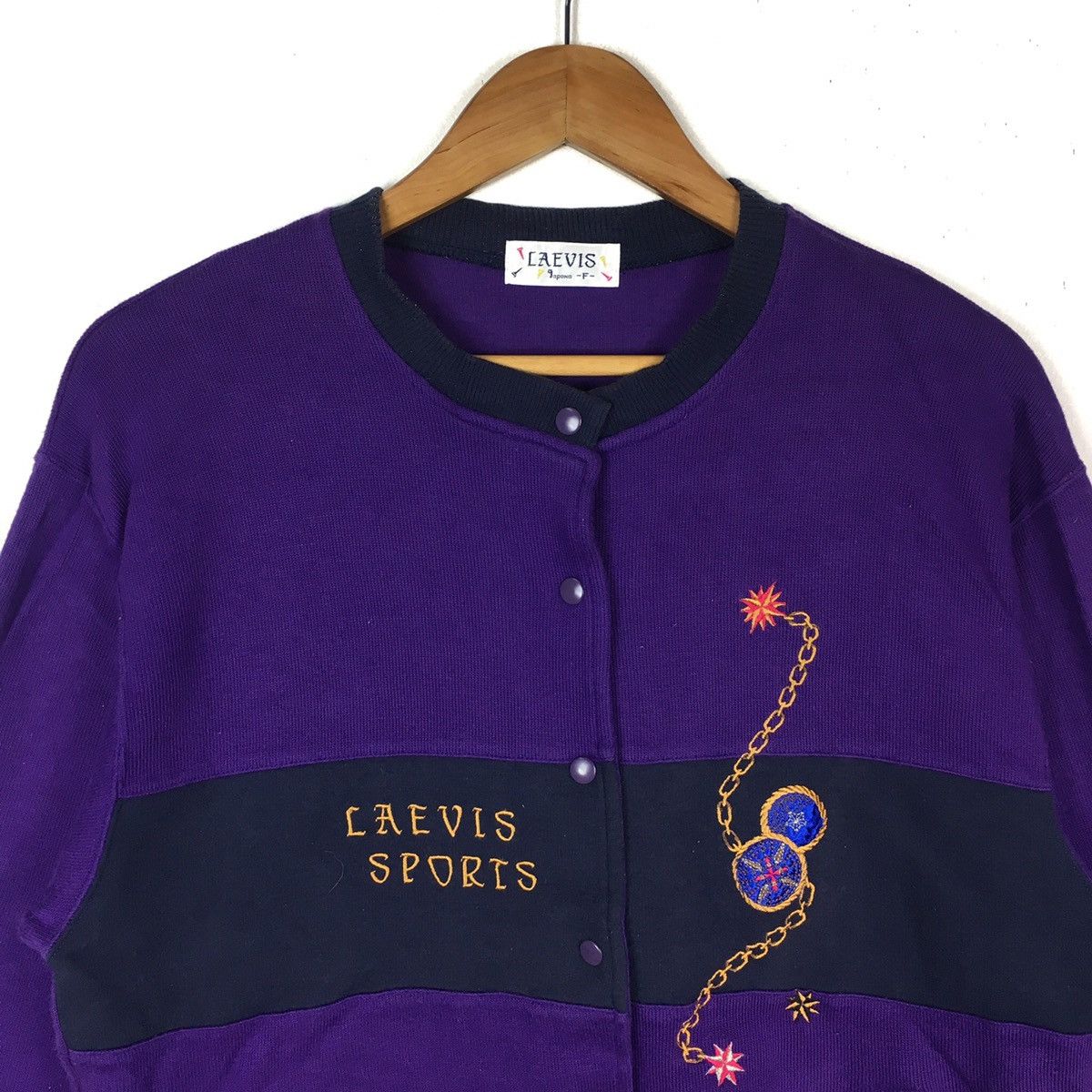 Vintage LAEVIS SPORT France Designer Chain Button Up Sweatshirt Size US M / EU 48-50 / 2 - 2 Thumbnail