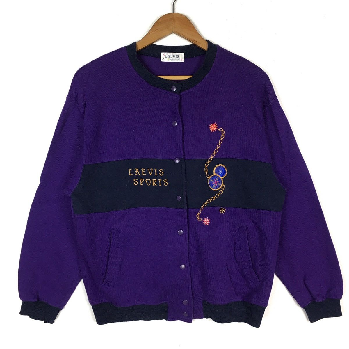 Vintage LAEVIS SPORT France Designer Chain Button Up Sweatshirt Size US M / EU 48-50 / 2 - 1 Thumbnail
