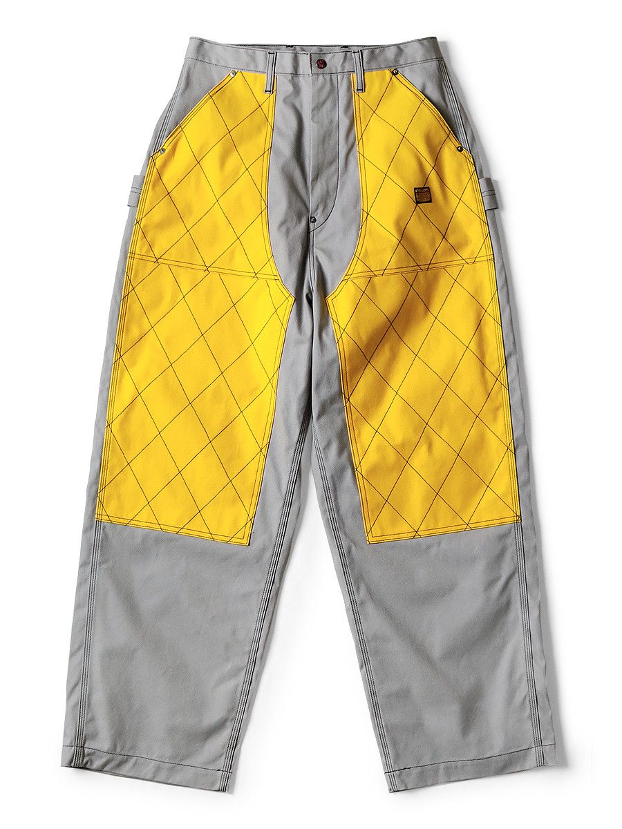 image of Kapital Canvas W Knee 2Tone Rookie Painter Pants in Yellow/Grey, Men's (Size 34)