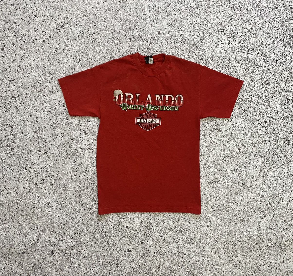 Band Tees × Harley Davidson × Vintage Vintage Santa Claus On Bike Harley Davidson Orlando T-shirt Size US M / EU 48-50 / 2 - 4 Thumbnail
