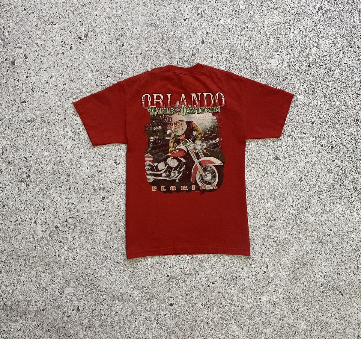 Band Tees × Harley Davidson × Vintage Vintage Santa Claus On Bike Harley Davidson Orlando T-shirt Size US M / EU 48-50 / 2 - 1 Thumbnail