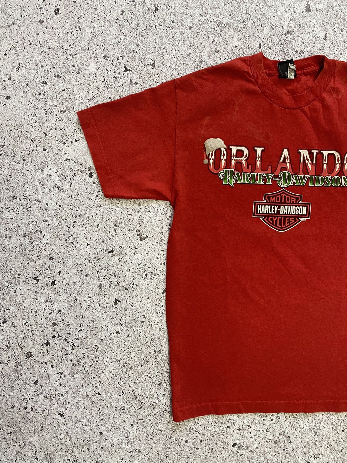 Band Tees × Harley Davidson × Vintage Vintage Santa Claus On Bike Harley Davidson Orlando T-shirt Size US M / EU 48-50 / 2 - 5 Thumbnail
