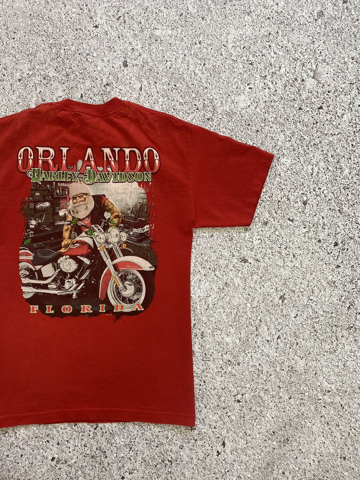 Band Tees × Harley Davidson × Vintage Vintage Santa Claus On Bike Harley Davidson Orlando T-shirt Size US M / EU 48-50 / 2 - 3 Thumbnail