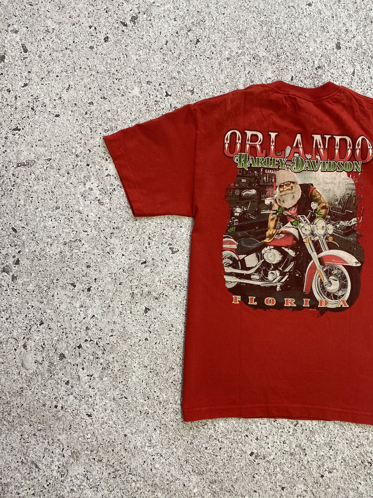 Band Tees × Harley Davidson × Vintage Vintage Santa Claus On Bike Harley Davidson Orlando T-shirt Size US M / EU 48-50 / 2 - 2 Thumbnail