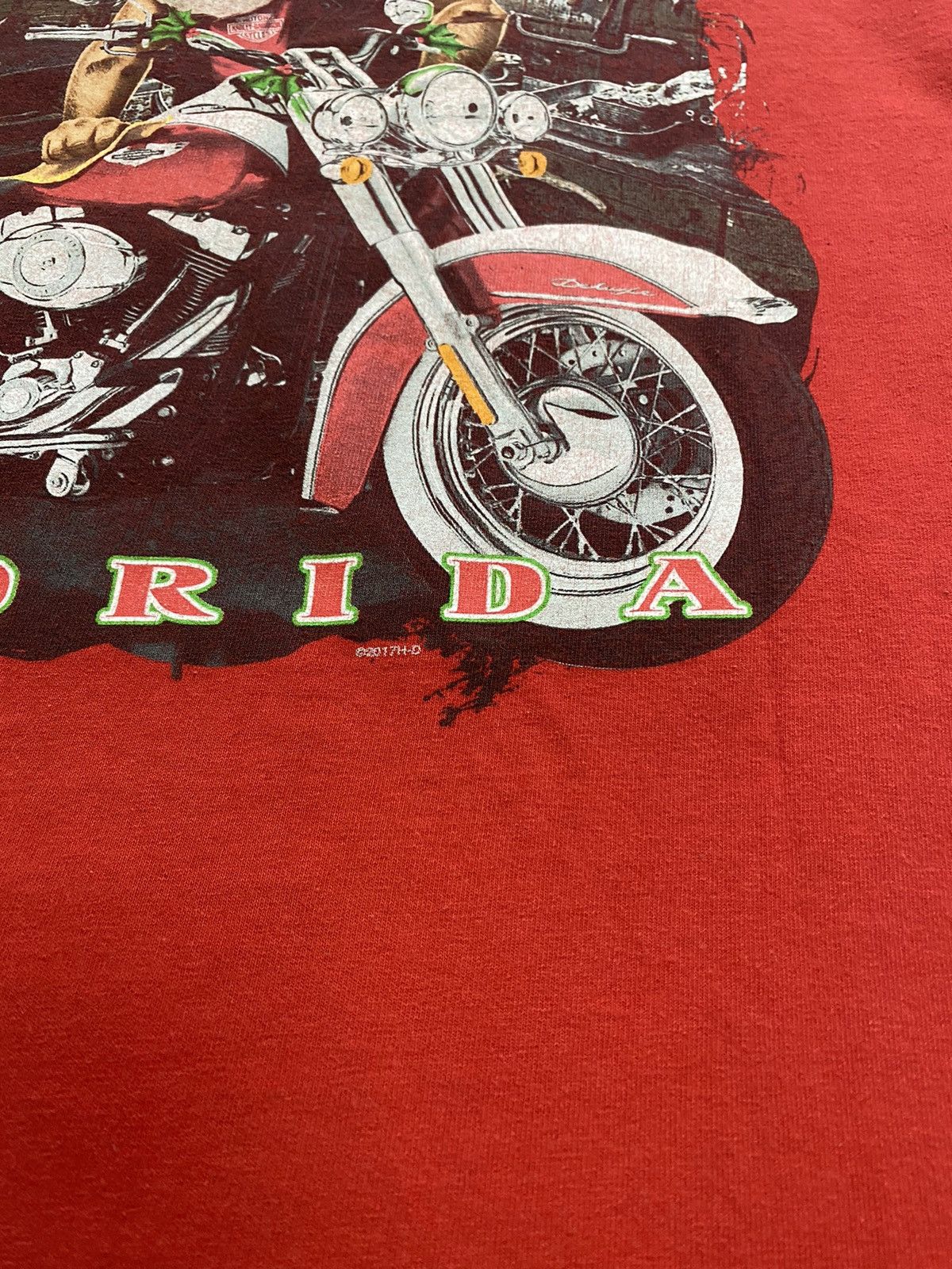 Band Tees × Harley Davidson × Vintage Vintage Santa Claus On Bike Harley Davidson Orlando T-shirt Size US M / EU 48-50 / 2 - 8 Thumbnail