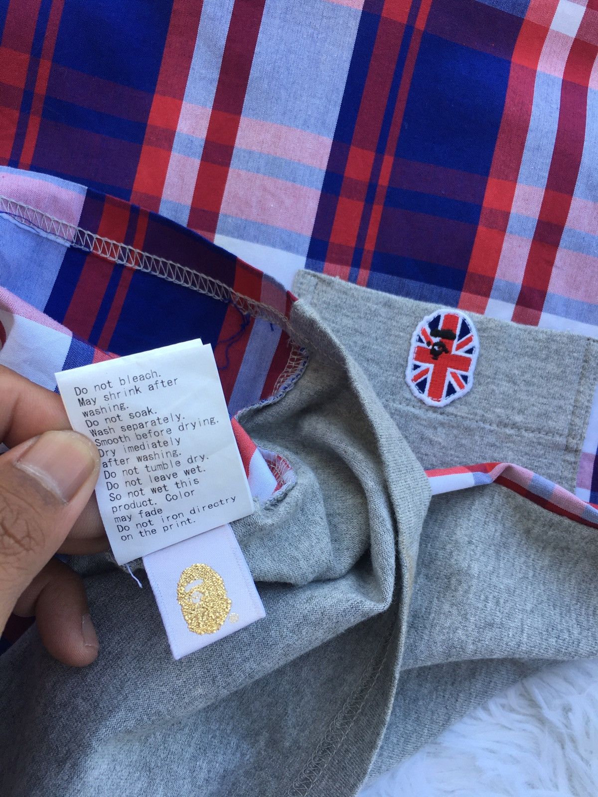 Bape Bape Check Union Jack Pocket Tee Size US S / EU 44-46 / 1 - 15 Thumbnail