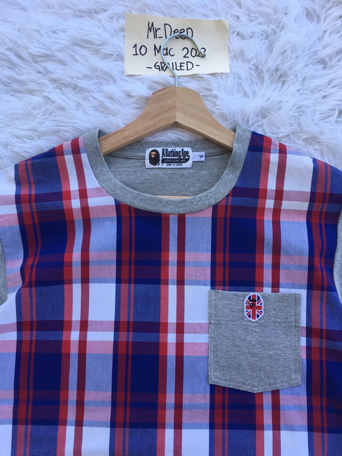Bape Bape Check Union Jack Pocket Tee Size US S / EU 44-46 / 1 - 6 Thumbnail