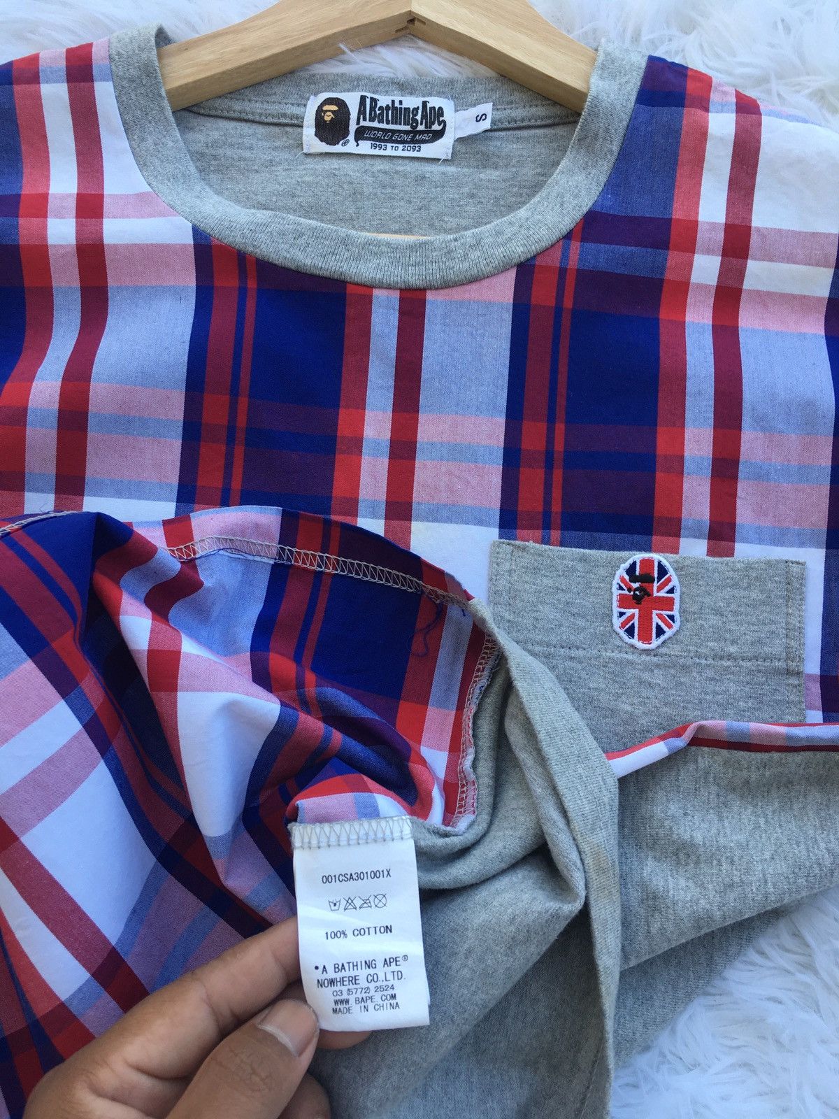 Bape Bape Check Union Jack Pocket Tee Size US S / EU 44-46 / 1 - 12 Thumbnail