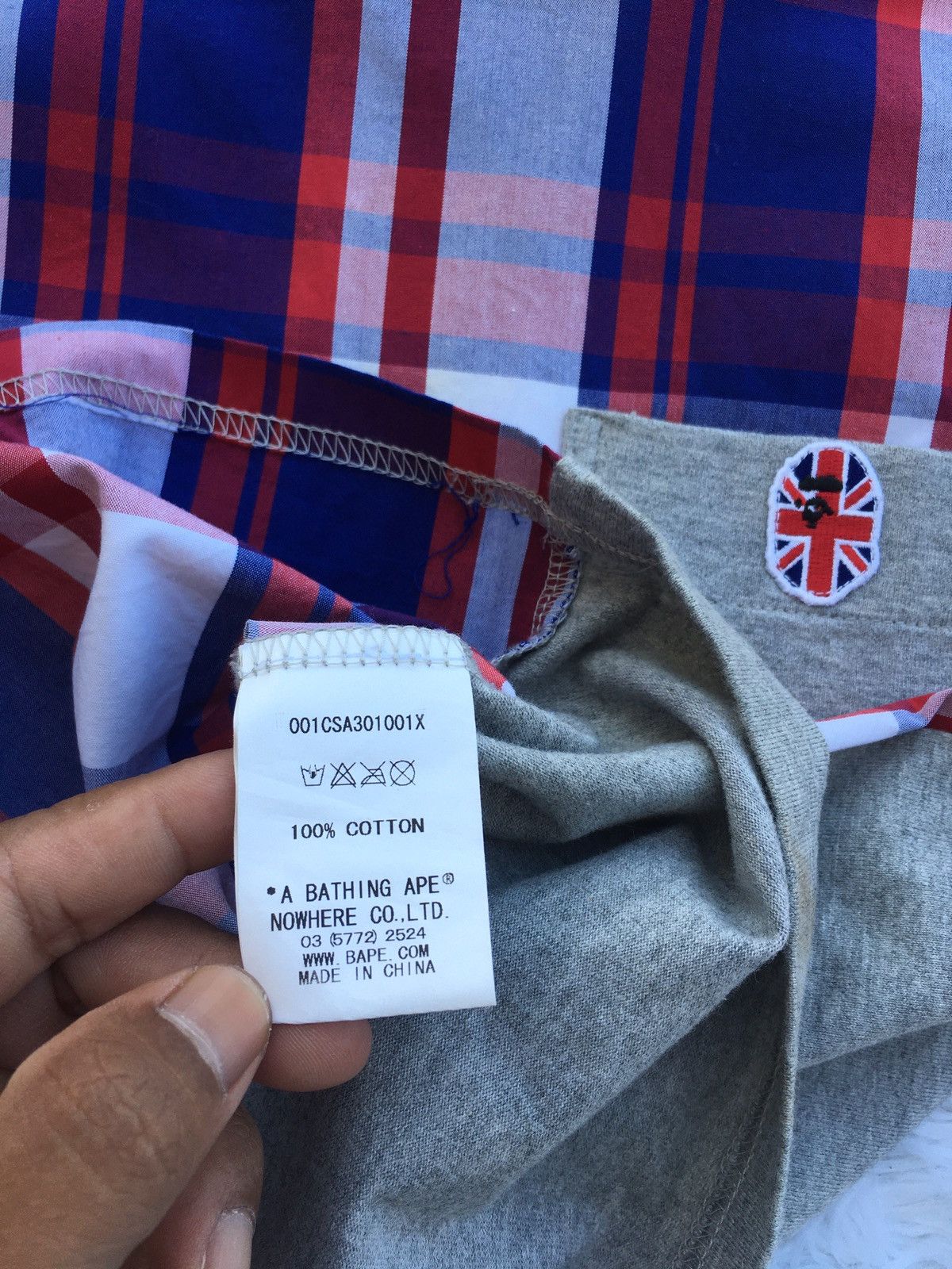 Bape Bape Check Union Jack Pocket Tee Size US S / EU 44-46 / 1 - 13 Thumbnail
